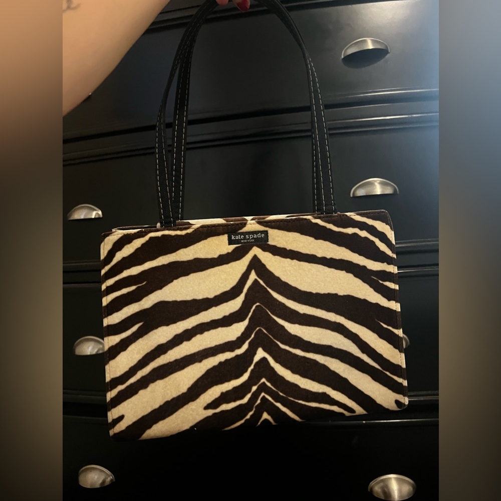 90s Vintage KATE SPADE Velvet Zebra Shoulder Bag